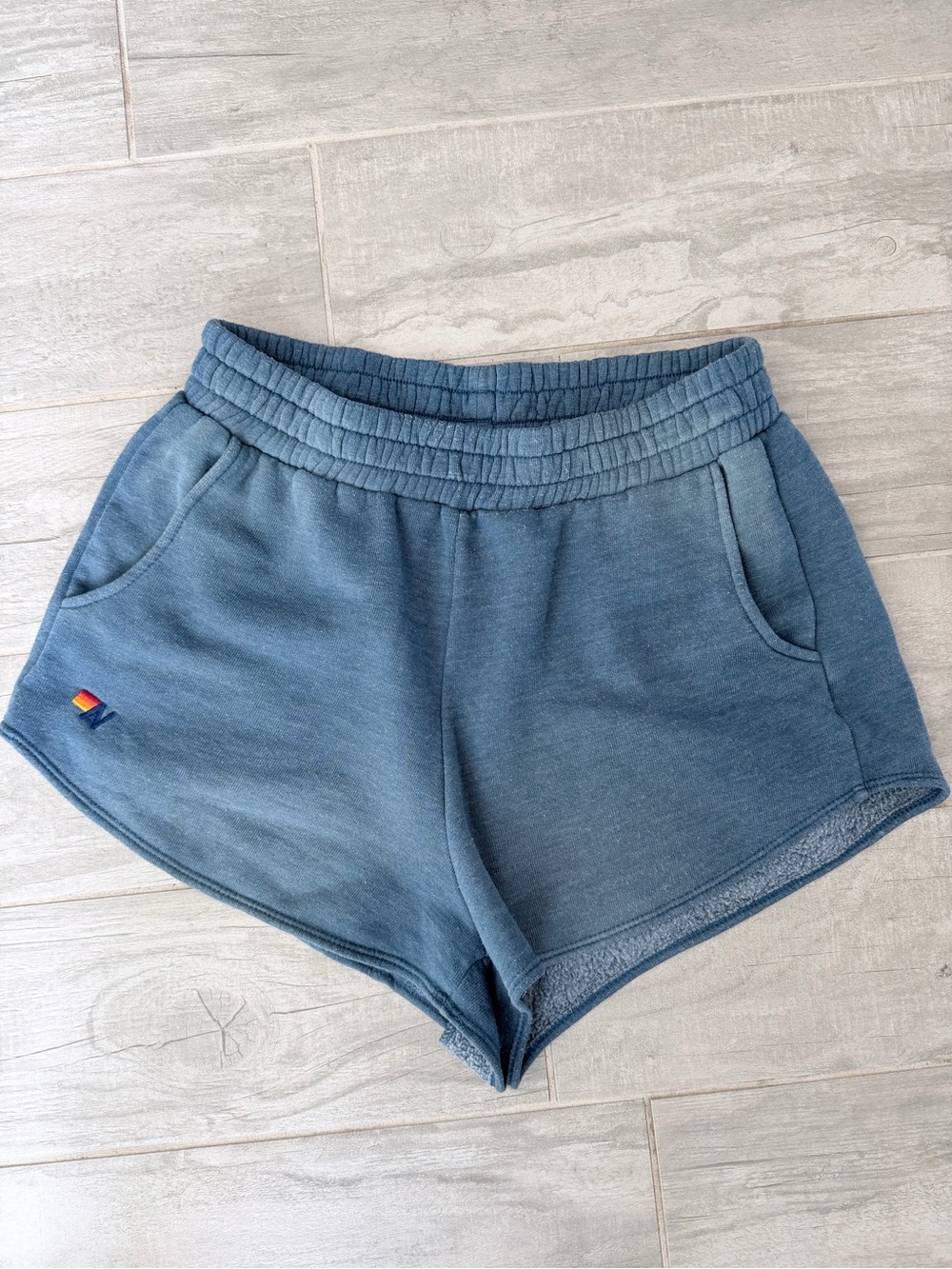Aviator nation vintage blue wash Elastic-Waist Shorts